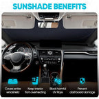 FORTEM Car Sun Shade for Windshield, Reflective Windshield Sunshade, 240T Polyester, Automotive Interior Sun Protection, Ultimate Heat and UV Shield, Foldable, Storage Bag