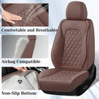 Coverado Front Seat Covers, Luxury Faux Leather Durable Anti-Scratch Cushions, Universal Fit for Cars, SUVs, Pickups, Waterproof Automotive Seat Covers, Car Accessories – Brown
