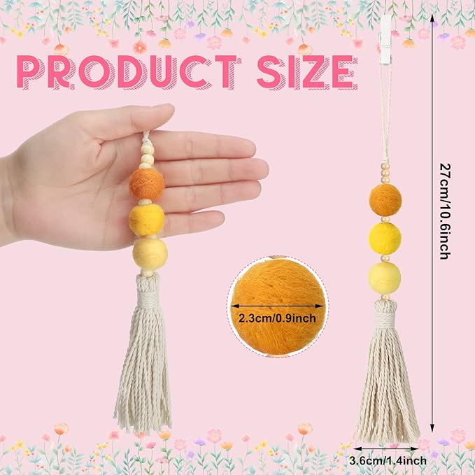 6 Pieces Felt Ball Car Diffuser Essential Oil Car Tassel Hanging Bead Aromatherapy Diffuser Colorful Charm Vent Clips Air Freshener for Decor(Regular Color)