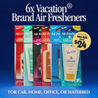 Vacation Air Freshener Variety Pack, 6 Exclusive Summer Scents, Includes Classic Lotion, Chardonnay Oil, After Sun Gel, Classic Whip, Super Spritz & Baby Oil Scents, Deodorizer for Car, Home & Office
