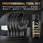 20H Professional Graphene Ceramic Coating for Cars: Car Detailing Kit, 10+ Years Protection, Hydrophobic, Scratches & UV Resistant, High Gloss Finish, Easy Application, 70 ml