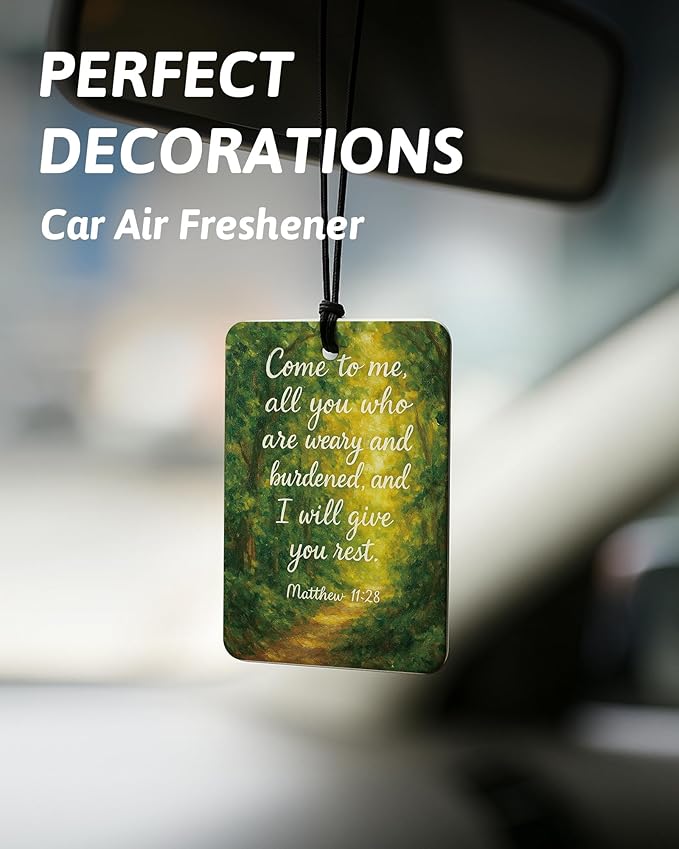 Wildflower Forest Jesus Christian Car Air Freshener 4 Pcs, Floral Wreath Meadow Religious Hanging Air Freshener for Cars Closet Drawer Books, Christian Car Accessories Mirror Decor for Women