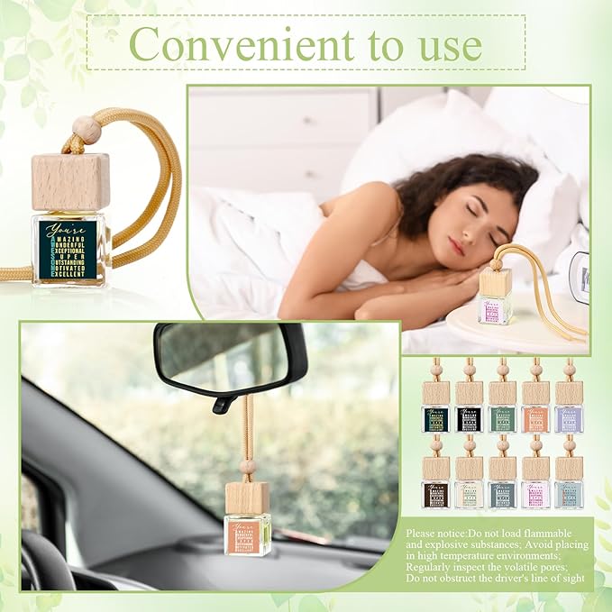 50 Pcs Employee Appreciation Gift Bulk 8ml Car Air Freshener Diffuser No Liquid Hanging Car Empty Glass Oil Diffuser Thank You Gifts for Coworker Social Worker