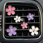 Daisy Air Vent Clips, 6 Pcs Cute Flower Car AC Outlet Clip, Colorful Interior Charm Decor (Pink, Purple, White)