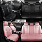 Pink Car Seat Covers Fit for Corolla Cross RAV4 Kona HR-V CRV UX,Waterproof and Breathable Automotive Seat Covers Full Set, Front and Rear Leather Seat Covers.