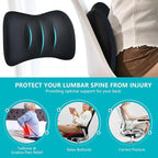 FLORICH 3 PCS Seat Cushion for Carseat Lumbar Support Pillow Car Neck Headrest Pillows Memory Foam Gel Memory Foam Massage Point Seat Pads Pressure Relief Back Cushion for Office Chair(Light Black)