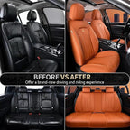 FLORICH Car Seat Covers Full Set Orange Seat Cover Front Seats and Back Leather Seat Covers for Cars Waterproof Car Seat Cushion Universal Car Seat Protector Fit for Most Cars Trucks SUVs