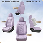 Coverado Car Seat Covers Full Set, Purple Leather Seat Covers for Cars, Luxury Front and Back Car Seat Protector, Universal Waterproof Car Seat Cover, Automotive Seat Covers Fit for Most Cars, Purple