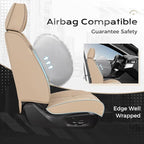 Coverado Car Seat Cover, Cover for Cars Full Seat, Premium Leather, Universal Fit Waterproof Seat Protectors, Car Seat Cushion Non-Slip for Most Cars-Beige