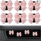 6 PCS Bow Car Air Freshener, Cute Bow Automotive Scent Air Fresheners Vent Clips, Coquette Vehicle Outlet Perfume Diffusers Interior Aesthetic Decorations for Women Girls (Pink)