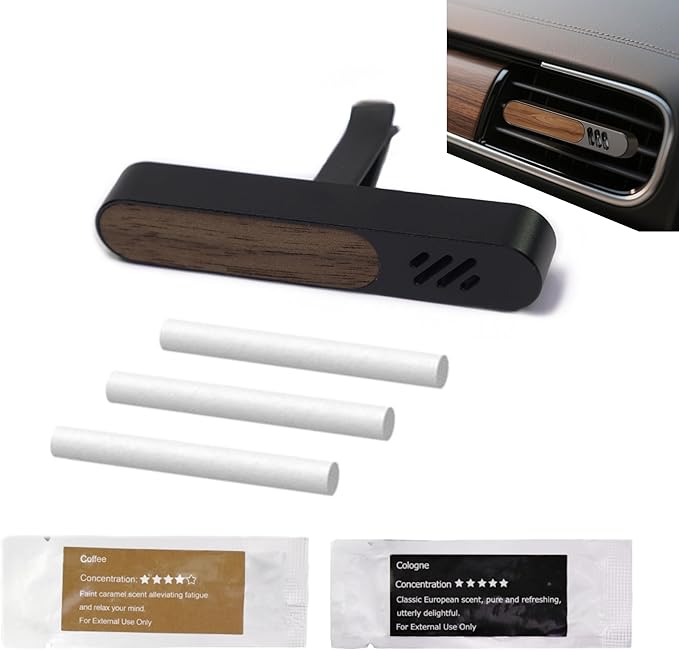 Luxury Car Air Freshener Vent Clip – Premium Wood & Metal Diffuser in Multiple Colors & Scent Kits – Reusable, Unisex for Men & Women (Deep Charcoal, Classic Masculine)