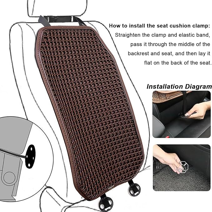 Cool and Breathable 3D air MESH car seat Cushion for Summer, Universal Ventilated Comfortable seat pad, Suitable for sedans, Vans, Pickup Trucks, and SUVs (Brown seat cushion-1PCS)