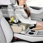 Car Center Console Armrest Pad, Arm Rest Box Cushion with Ergonomic Height Boost, Storage Pockets, Built-in Tissue Box, Cupholder, Fit for Most Sedan Vehicles (Embossing Checkerboard, Beige)