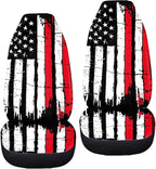 ELEQIN Retro American Flag Seat Covers, Car Seat Covers Front Seats, Car Seat Cushion, Front Car Seat Covers Canvas Car Seat Protector Universal Fit Most Cars
