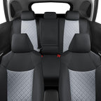 GIANT PANDA Customized Full Set Car Seat Covers Fit for Toyota Rav4 2019 2020 2021 2022 2023 2024 2025 Rav 4 Hybrid(XLE/LE/XLE Premium/Limited),Front & Rear/Back accessories, Faux Leather (Black+Grey)