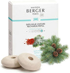 Maison Berger Luxury Car Diffuser Refill Set – Ceramic Inserts for Vent Clip Diffusers, 4-Week Passive Diffusion, Premium In-Car Fragrance Refill, Made in France (Festive Fir)