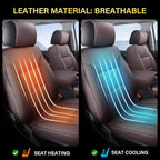 Coverado Chevy Silverado Seat Covers, Leather Car Seat Covers Custom Fit for Chevy Silverado GMC Sierra 2014-2018 1500, 2015-2019 2500HD 3500HD (Full Set, Brown)