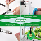 Sewer Jetter Kit for Pressure Washer,Water Jet Drain Cleaning Hose with Corner Rotating Button Spring Nose 1/4" NPT Sewer Cleaning Tool High-Pressure Nozzles,5800 PSI 100 FT