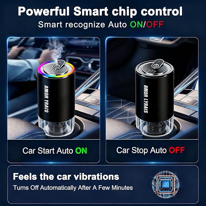 Smart Car Air Freshener Diffuser with Starry Sky Projection, 50ml Perfume Car Diffuser, 6 Months Long-Lasting Fragrance, RGB Music-Sync Lights, Intelligent Auto On/Off, 3 Modes, Ocean