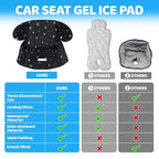 Orzbow Car Seat Cooling Pad with Insulated Bag, Gel Car Seat Cooler Pad for Babies, Toddler, Infant, Portable Cooling Mat for Strollers and Carseats, Keep Baby Cool in Summer, Black