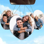 Custom Car Air Freshener - Double Sided Photo Personalized Smell Fresheners With Picture Text for Car Wardrobe Bathroom (Heart - 3 Pics)