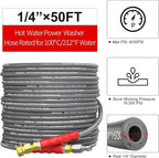 Pressure Washer Hose 50ft, 4200PSI Wire Braid Power Washer Extension Hose 1/4 Inch High Tensile, Flexible Kink Resistant Heavy Duty Replacement Hose with 3/8 Quick Connect