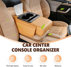 Multifunctional Car Armrest Cushion with Integrated Booster, 2026 Upgraded Universal Style Memory Cotton Car Armrest Box Pad, Car Center Console Armrest Pillow, with 2 Cup Holder (Black Red)