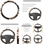FKELYI Cow Aztec Car Seat Cover Set - Full Set with Handbrake, Gear Shifter, Steering Wheel, Seat Cushions, Headrest Covers and Cup Coasters