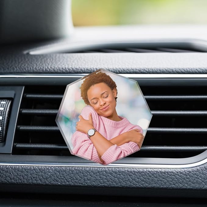 Custom Crystals Car Air Vent Clip with Photo Personalized Picture Car Air Freshener Clips Interior Car Accessories Decoration for Men Women