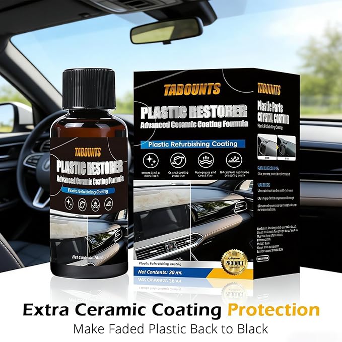 Plastic Trim Restorer for Cars, Black Trim Restorer, Deep Black Trim Renewal & UV Defense,Ideal for Faded Bumpers/Trim/Plastic Surfaces Provides 6+ Months of Protection
