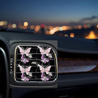 Maitech Car Air Fresheners Vent Clips for Women,4 Pcs Cute Dual Butterfly Diamond Rhinestone Air Freshener Vent Clip Sparkly Bling Car Accessories for Women (Pink)