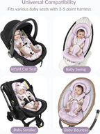 Infant Car Seat Insert with Extra Cushion for Preemie to Toddler, Reversible Newborn Carseat Insert for Baby Head Body Support, Fits for Stroller, Baby Swing, Bouncer (Purple Wildflower)