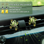 2Pcs Tree Frog Air Freshener Vent Clip, Cute Air Diffuser Clips, Bling Rhinestone Car Outlet Decor, Frog Car Accessories for Women