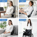 BEBAS Lumbar Support Pillow for Car, Ergonomic Memory Foam Back Cushion for Driving, Lower Back Support for Pain Relief, Lumbar Cushion for Car Seats, Office Chairs, Wheelchairs - Blackgray