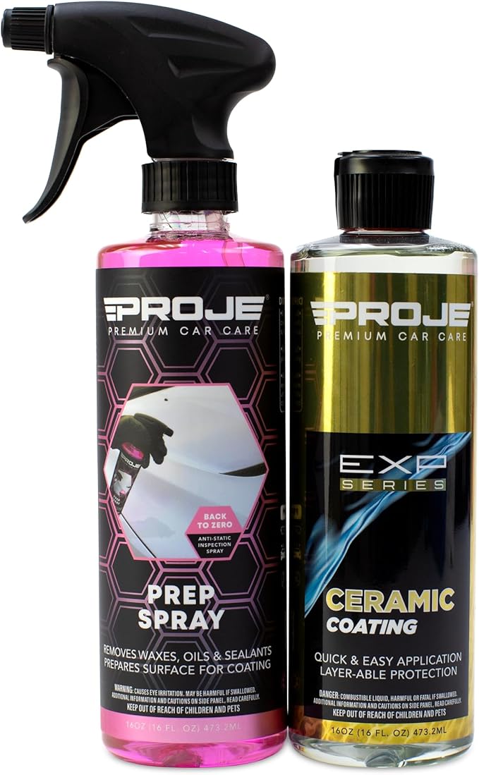 PROJE' Premium Car Care Ceramic Coating & Prep Spray (16oz) | Professional-Grade Ceramic Hydrophobic Wax & Sealant Polish & Prep Spray Removes 99.9% of contaminants for Cars RVs Motorcycles and ATVs