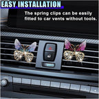 2PCS Bling Butterfly Car Air Vent Clips, Crystal Rhinestone Auto Air Conditioning Outlet Clip, Cute Car Vent Decorative Clip, Auto Interior Decoration Charm for Women (Butterfly)