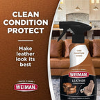 Weiman Leather Cleaner & Conditioner - 12 Fl Oz - Non Toxic Cleans Conditions and Restores Leather Surfaces - UV Protectants Help Prevent Cracking or Fading of Leather Couches Car Seats Shoes Purses