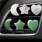 Set of 3 Crystal Stone Car Air Vent Clips, Moon Star Heart Quartz Charm Car Air Freshener Clip, Air Conditioning Outlet Clip, Cute Car Interior Decoration Accessories for Men Women (White, Unscented)