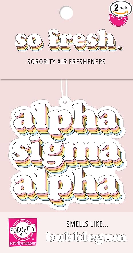 Sorority Shop Alpha Sigma Alpha Retro Air Freshener - ASA Bubblegum Scented Air Freshener 2/Pack