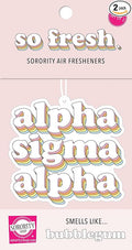 Sorority Shop Alpha Sigma Alpha Retro Air Freshener - ASA Bubblegum Scented Air Freshener 2/Pack