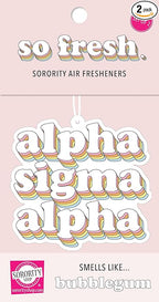 Sorority Shop Alpha Sigma Alpha Retro Air Freshener - ASA Bubblegum Scented Air Freshener 2/Pack