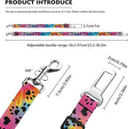 Cute Design 2-Pack Set Adjustable Pet Cat Dog Car Seat Belt, Adjustable Buckle Pet Car Harness Fabric Lanyard from 22 to 38 Inches Seatbelt Leash (Polychrome Dog-Two Piece in one Set)