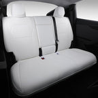 Custom Fit Seat Covers for 2025 2026 Tesla Model Y Juniper (5-Seater) - Ventilated Seats & Rear Screen Compatible - Nappa Leather Full Set Car Seat Protectors (White, Model Y 2025)