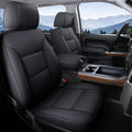 Coverado Chevy Silverado Seat Covers Full Set, Faux Leather Car Seat Covers Fit for 2014-2018 1500, 2015-2019 2500HD 3500HD Chevy Silverado GMC Sierra Crew Double Extended Cab (Black)