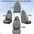 Coverado Universal Seat Covers Full Set, 5 Seats Universal Seat Covers for Cars, Waterproof Nappa Leather Car Seat Covers with Head Pillow, Auto Protectors Fit for Most Sedans SUV Pick-up Truck-Gray