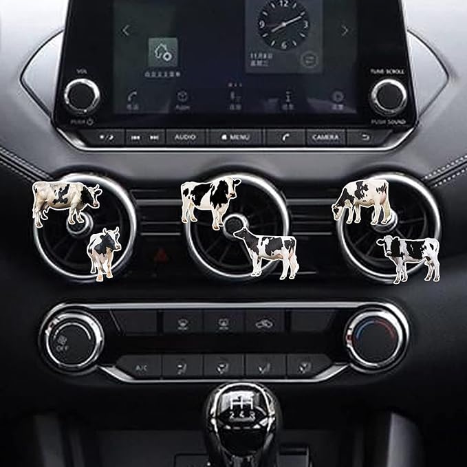 Black and White Cows Car Vent Clip,Car Air Fresheners Vent Clips Cute Car Vent Decorations,Bling Car Diffuser Car Interior Decoration Charm Car Vent Interior Accessories (6 Pcs Black and White)