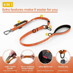 AUBELL Tactical Dog Leash Heavy Duty,4-6ft Reflective Strong No Pull Bungee Leash for Medium Large Dogs with Comfortable Padded Double Handle,Car Seat Belt,360 Degree Rotating Carabiner,Orange