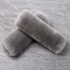 OGLAND Authentic Sheepskin Car Seat Belt Pad,2 Pack Soft Seat Belt Cover for Shoulder Pad Neck Cushion Protector Car Accessories by Genuine Natural Merino Wool (Misty Gray)