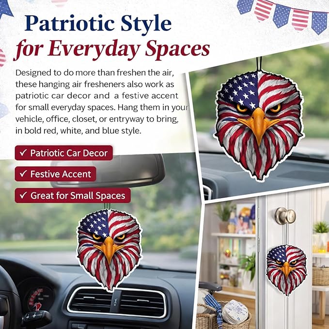 12PCS Patriotic Car Air Fresheners, 1776-2026 Double-Sided Hanging Scented Cards, Dark Ice Berry Ocean New Car Scents for Rearview Mirror, Home, Office, Commemorative Gift Set (Style 5)
