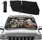 Funny Rocking Raccoon Print Car Sunshade Umbrella Funny Rocking Raccoon Windshield Sun Shade for Car Retractable Umbrella Sunshades for Front Window Sun Shades Cover Visor Portector Block UV Rays